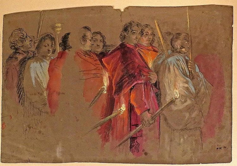 Studio per la processione di San Pietro a Roma - attribuito